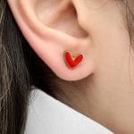 گوشواره ميخى قلب قرمز